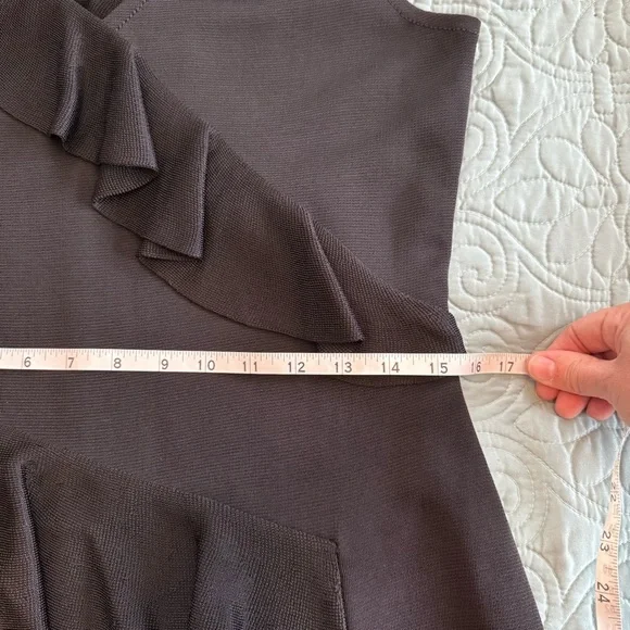 St. John Black Luster Knit Ruffle Cocktail Dress Size 8 Women - Picture 8 of 12